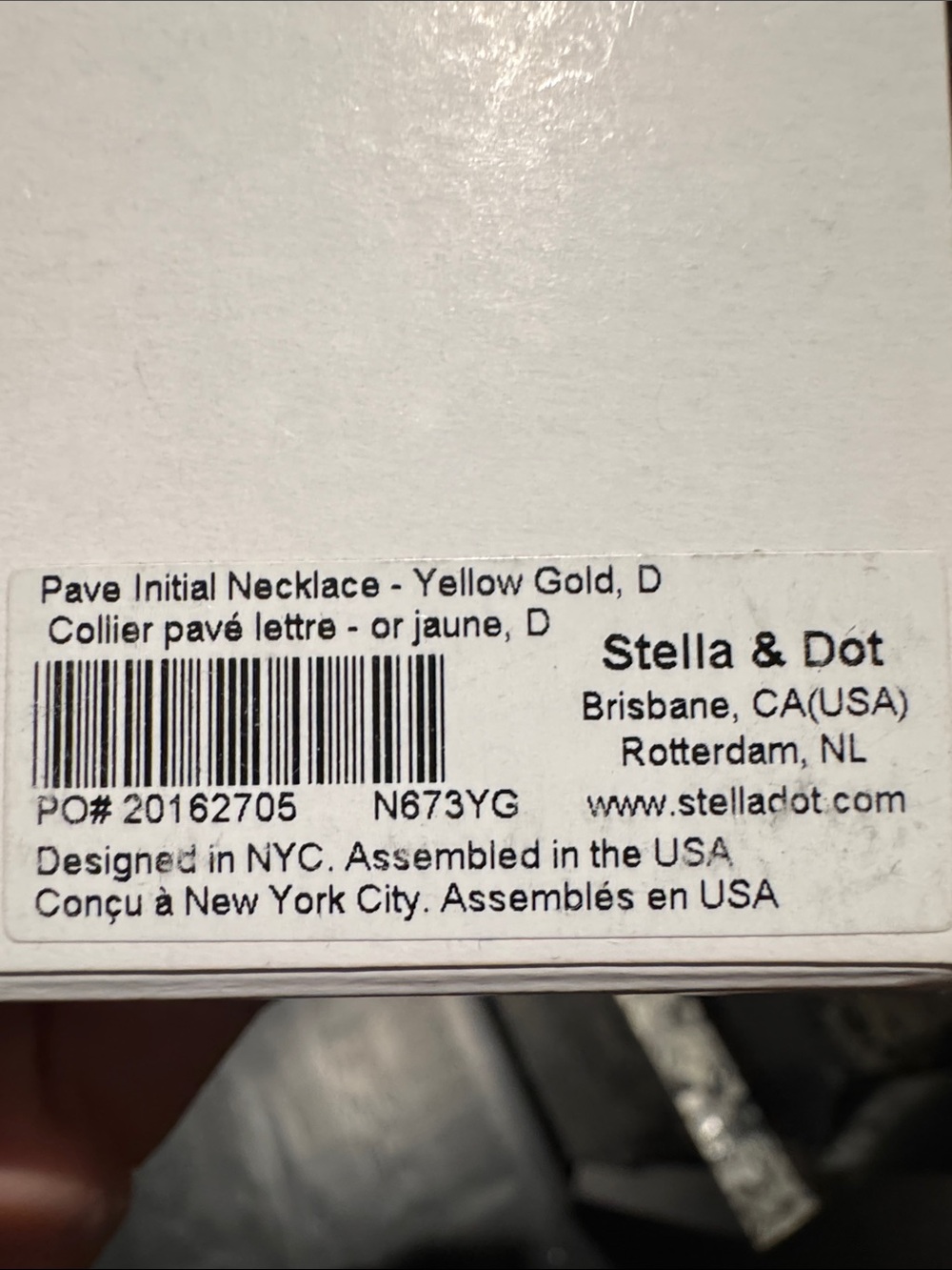 Stella & Dot Yellow Gold Pave Initial Necklace - Letter D never been out of box
